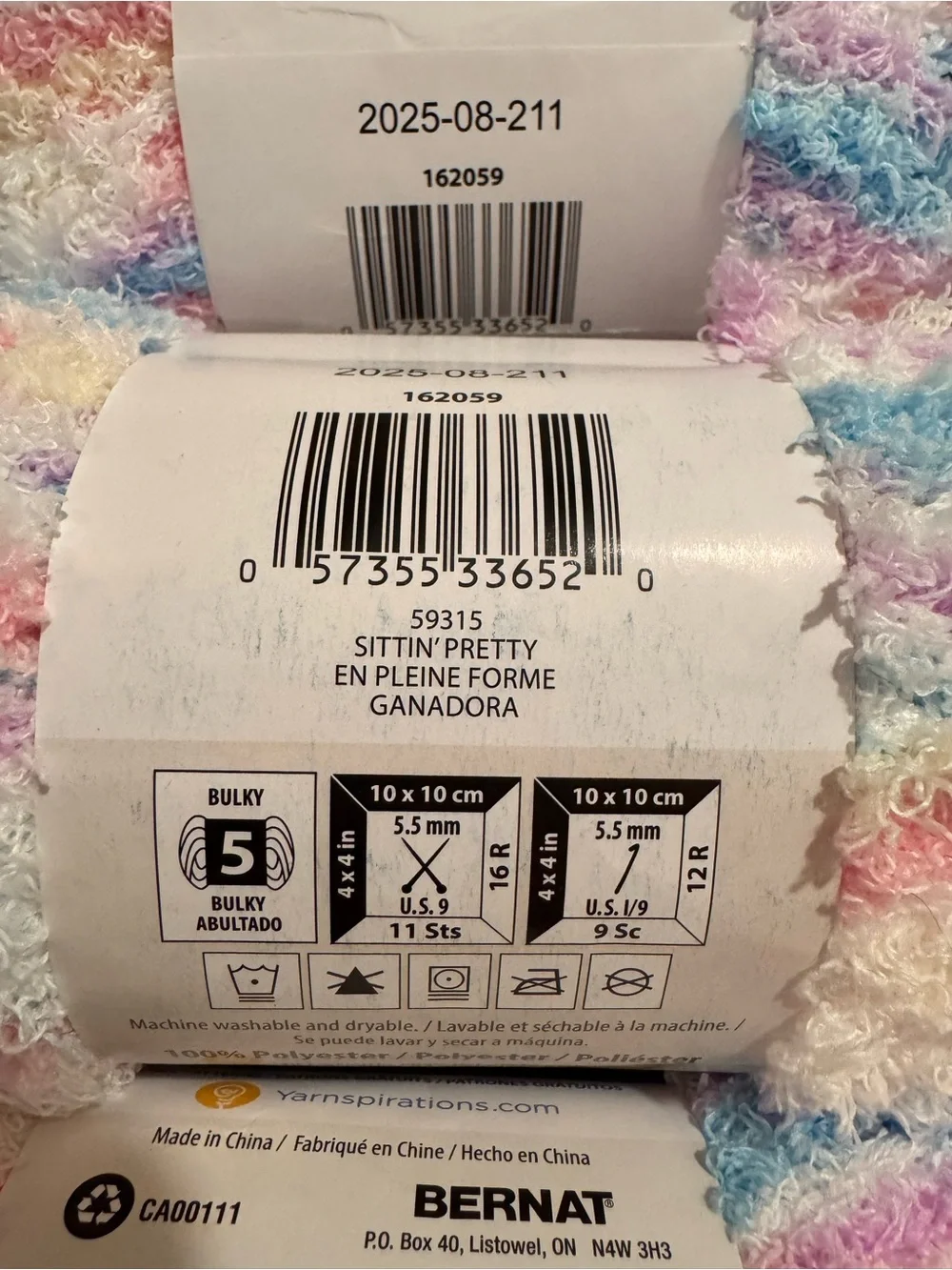 Bernat Pipsqueak 6 Skeins Yarn Sittin’ Pretty Chenille 606 Yds Blankets Baby